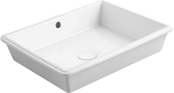 Раковина 48х37cм, встраиваемая в столешницу снизу, без отв. д/смес., с переливом, крепёж в компл., (цв. белый), Simas ZZ Simas Универсал S59