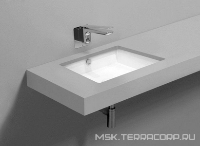 Раковина 48х37cм, встраиваемая в столешницу снизу, без отв. д/смес., с переливом, крепёж в компл., (цв. белый), Simas ZZ Simas Универсал S59