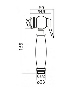 Лейка гигиенического душа, "Классика", с нажимным механизмом, БЕЗ шланга и кронштейна, (латунь, цв.хром), Cezares ZZ Cezares Articoli Vari CZR-ID4-01