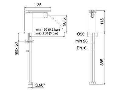 Смеситель для биде, БЕЗ д/к, (длинный рычаг), (цв.хром),  ZZ 3M Time 5122 CC