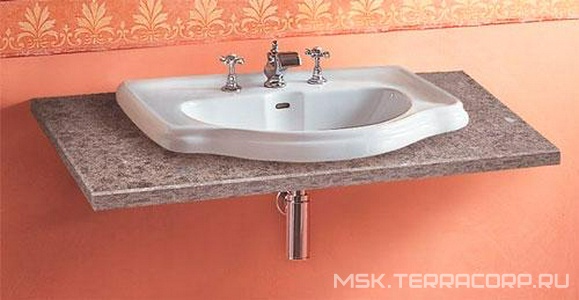 Раковина 62х46см, встраиваемая в столешницу сверху, с 3 отв.д/смесит., выбитыми вручную,  ZZ Kerasan Retro 103001*3