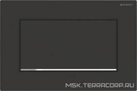 Клавиша одинарного смыва, смыв/стоп, крепл.на винтах, (панель и клавиша цв.чёрный матовый лак, полоски глянц.хром, цинк.литьё), Sigma30 ZZ Geberit Sigma 30 115.893.14.1