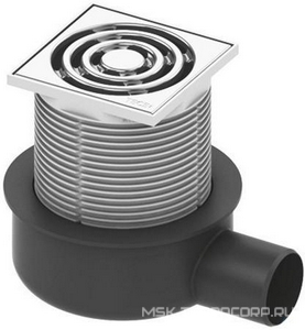 Трап h=66+min.18мм, выход гориз.50мм, 0,81-1,17л/с, декор. решетка нерж.сталь 100х100мм, в компл., (без погружн.стакана арт.3695002), Tece ZZ Tece Tecedrainpoint S 3601050