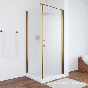 Душевое ограждение , 90x90x1900 мм, правая, профиль бронза, боковое стекло сатин, дверь ARTDECO01, БЕЗ поддона ZZ Vegas Glass EP-Fis EP-Fis 0090 05 10 / Дверь ARTDECO01