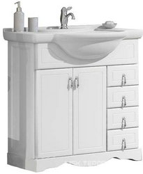 Тумба напольная Клио 80, 870x890x510мм, цвет белый матовый, фурнитура хром, БЕЗ раковины Дрея 85 ZZ