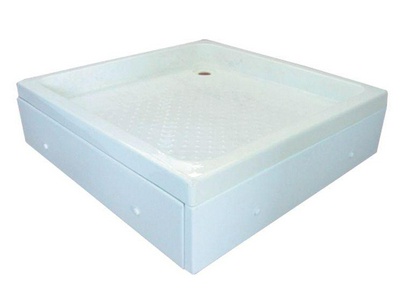 Поддон акрил.  90х90*15см квадратный, на ножках БЕЗ сифона, панель угловая в компл. ZZ Bas Аполло ПН00007