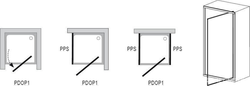 Душевая дверь -80, стекло прозрачное, профиль - сатин, с установочным комплектом ZZ Ravak PDOP1 03G40U00Z1