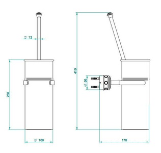 Ерш подвесной с крышкой (цв.хром, вставка черного хрусталя Lalique), stal ZZ THG Metropolis Black Cri A2M-A02-4720С