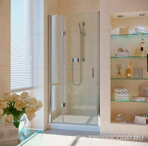 Дверь в нишу -LUX, 100x190 см, одностворчатая распашная, левая, профиль хром.глянец, стекло "Флёр-Де-Лис" ZZ Vegas Glass AFP AFP LUX 100 08 R05/левое