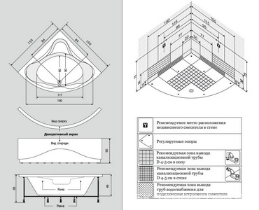 Ванна 150х150хh66см,  без г/м, на каркасе, сифон в компл, БЕЗ панели,  ZZ GNT Harmony Harmony 150х150 (ванна на каркасе + сифон)