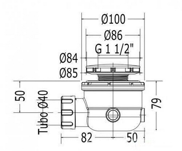 Сифон для душ.поддона (латунь), D&D ZZ Devon & Devon Универсал SFAD200OT
