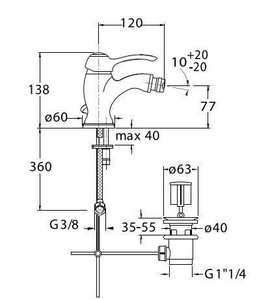 Смеситель для биде, с д/к, (цв.хром),   ZZ Cristina Art AR 311 51