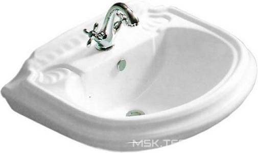 Раковина 700х570мм, 1 отв. д/смес., с бортиком, установка на пьедестал,  ZZ Cezares King Palace CZR-395-T