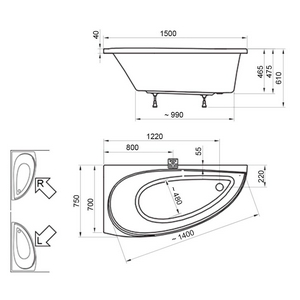 Ванна AVOCADO 150 L белая ZZ Ravak Avocado CT01000000