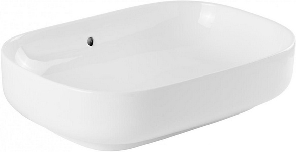 Раковина накладная на столешницу, овальная, 60х40хh15см, с тонким краем, без отв.д/смесителя, с переливом,  ZZ Sanindusa Sanibold 137310004