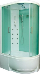 Душевая кабина с гидромассажем  Фиджи 120*80 левая, переднее стекло - Грейп, заднее - матовое, высокий поддон XX