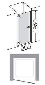 Дверь распашная для ниши, SX петли слева (86,5/90,5хh195см, стекло 6мм, GL прозр., фурн. 05 полир.алюмин) E-LITE ZZ Provex E-Lite 0004EN-L-05GL