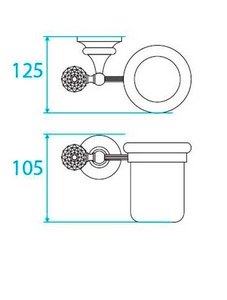 Стакан настенный керамич. (цв.хром, Swarovski),  ZZ Cezares Olimp OLIMP-TUM-01-Sw