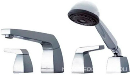 Смеситель для ванны, встраиваемый в борт ванны на 4отв., (цв.хром), Square XX