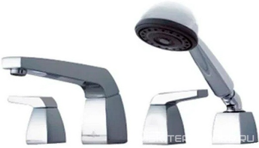 Смеситель для ванны, встраиваемый в борт ванны на 4отв., (цв.хром),  XX Dorn Bracht Square 27 512 915-00