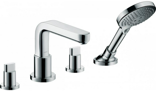 Смеситель для ванны встраиваемый на 4 отв., (излив, ручки, лейка в компл.) без скрытой части арт.13444180, (цв.хром)  ZZ Hansgrohe Metris S 31446000