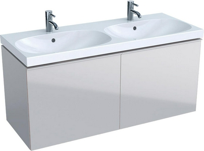 Тумба подвесная 119хh53.5х47.6см, д/рак 120см, 2 нажимн.выдвижн.ящика, (фасад песчаное стекло,корпус песчаный мат-лакиров.),крепл.в компл,ZZ Geberit Acanto 500.613.JL.2