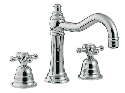 Смеситель для раковины, на 3 отв., Г-образн. излив, с д/к, (цв.хром/золото),  ZZ 3M Old italy 4417 CD