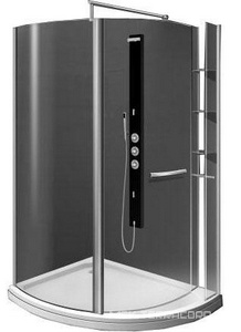 Душ.уголок 123x93xh205см,"Левый",дверь справа,ручка,п-держ,цв.хр,стекло 8мм,прозр.покр.Pure Glass,полочки 3шт,поддон,сифон в компл,  ZZ GNT Change CHANGE-L