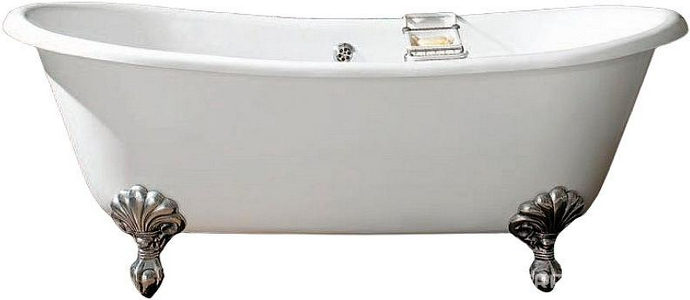 Ванна 182х80хh70см, чугун цв.белый, снаружу под покраску, без отв. д/смесителя и слива-перелива, ножки "Eagle" полир. алюминий,  ZZ Devon & Devon Admiral 2MRADMIRALCRDD