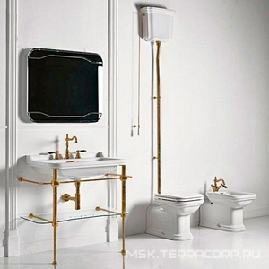 Структура металлическая, для установки под раковину 100см. арт.4142 хх, стекл. полка, крепёж в компл., (цв.золото),  ZZ Kerasan Waldorf 9196K2