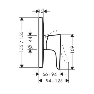Смеситель для душа, встраиваемый в стену, внешняя часть (БЕЗ внутр. части – Ibox арт. 01800180) цв.хром,  ZZ Hansgrohe PuraVida 15665000