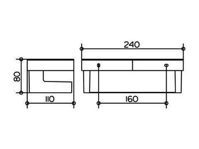 Полочка для душа прямоугольная 240х110мм, (контейнер белый пластик, держатель цв. хром),  ZZ Keuco Moll 12758 010000