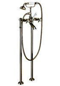 Смеситель для ванны, напольный, трубы 2шт., крепёж к сифону, лейка, шланг, кронштейн в компл., (цв. бронза),  ZZ Gaia Princeton RB 800C BR