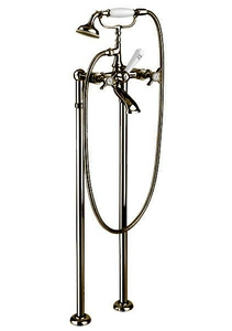 Смеситель для ванны, напольный, трубы 2шт., крепёж к сифону, лейка, шланг, кронштейн в компл., (цв. бронза),  ZZ Gaia Princeton RB 800C BR