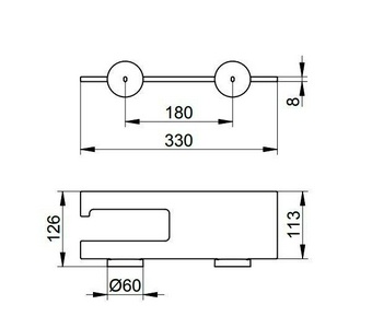 Держатель для  т/б, с полочкой 330х126мм, (цв.хром/серый),  ZZ Keuco Edition 90 19 073 018 000