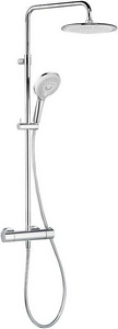Душевая система  с термостатом (смеситель, стойка, верхний душ, ручная лейка, держатель, шланг), xром Kludi Freshline 6709205-00
