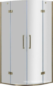 Душ. уголок 1000х1000хh1950мм, 1/4 круга, R550мм, 2 расп.двери, вход 730мм, с 2-мя неподв.сегм., (стекло прозр., 8мм, фурн/золото), Magiс ZZ Cezares Magic MAGIC-R-2-100-C-G