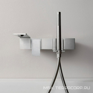 Смеситель для ванны, встраиваемый в стену,  ручк., шланг, лейка в компл., (цв. тертая сталь),  ZZ 3M 5mm RWIT 2805 IS 12