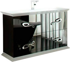 Тумба 100х44хh66см, подвесная, под раковину, (цв.Черный, ручки цв.хром), Loiret ZZ