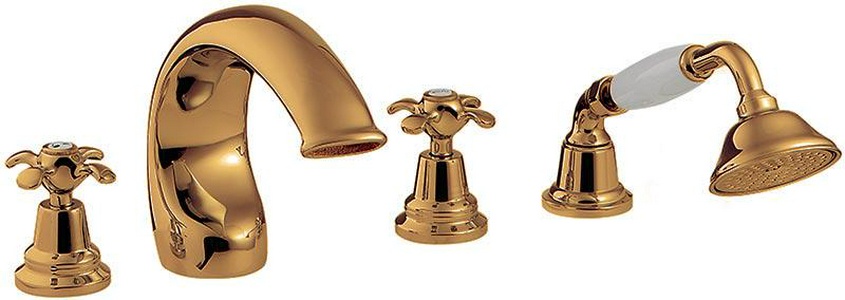 Смеситель для ванны, встраиваемый в борт ванны с душ. гарн. на 4 отв., (бронза), Nuova Retro ZZ 3M Nuova retro 4171 UU