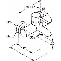 Смеситель для ванны однорычажный, БЕЗ душ.гарн., хром Kludi BOZZ 386910576