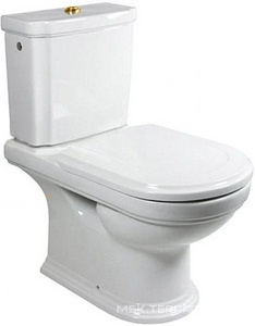 Бачок для унитаза,смыв 3/6л., подвод воды сбоку справа/слева, сзади, кран/перекр. в компл., кнопка латунь, (R2 Star white ceramicplus),  ZZ Villeroy & Boch Hommage 772116R2