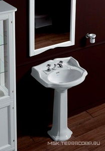 Раковина 585х460мм, 1 отв. д/смес., с бортиком, установка на пьед. AR 815, (цв. белый)  Simas Arcade AR 814