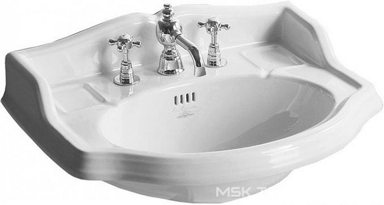 Раковина 585х460мм, 1 отв. д/смес., с бортиком, установка на пьед. AR 815, (цв. белый)  Simas Arcade AR 814