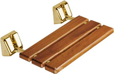 Сиденье для душа, настенное, складное 489х330мм, max 120кг., крепл. в компл., (дерево/золото) , ZZ Provex Promed 0002 RD 03 PM