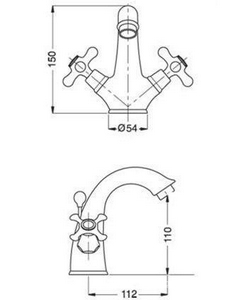 Смеситель для раковины, с д/к, (цв. хром),  ZZ Gaia Newport RB034 CR