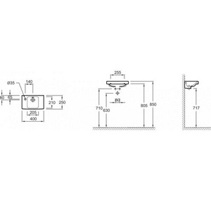 Раковина 40x25 см., отверстие слева  ZZ Jacob Delafon Odeon Up E4759G-00