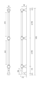 Полотенцесушитель вертикальный h1650х115мм, электрика + Box, один двойной крючок в компл., (цв. бронза), Margaroli  ZZ Margaroli Armonia 9-616+ Box с крючком О.BR