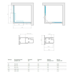 Душевое ограждение  80x80x190 см, двери раздвижные, БЕЗ поддона, профиль матовый хром, стекло сатин ZZ Vegas Glass ZA ZA 0080 07 10