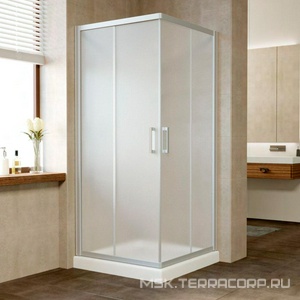 Душевое ограждение  80x80x190 см, двери раздвижные, БЕЗ поддона, профиль матовый хром, стекло сатин ZZ Vegas Glass ZA ZA 0080 07 10